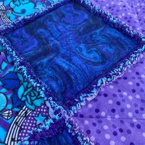 Rag Quilt throw in Purple/Blue made by Farmhouse & Wood. Wild out-of-stock print
